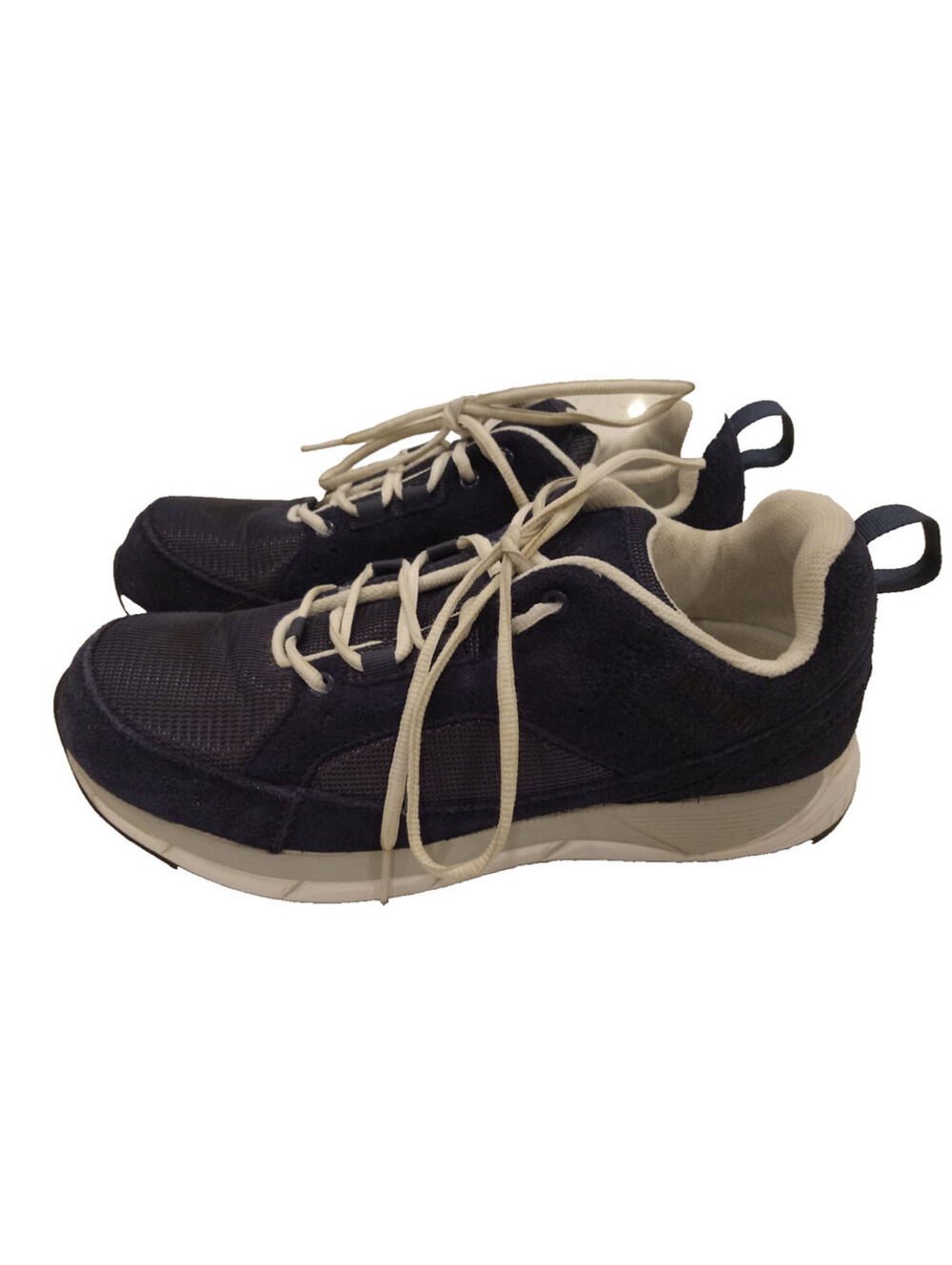 LL Bean Walking Shoes Womens 9 W Navy Blue Suede Mesh Comfort Sneakers Wide 9W